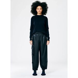 TIBI Celia Drape Pull On Wilt Wide Leg Tapered Jogger Ankle Pants Size L Large